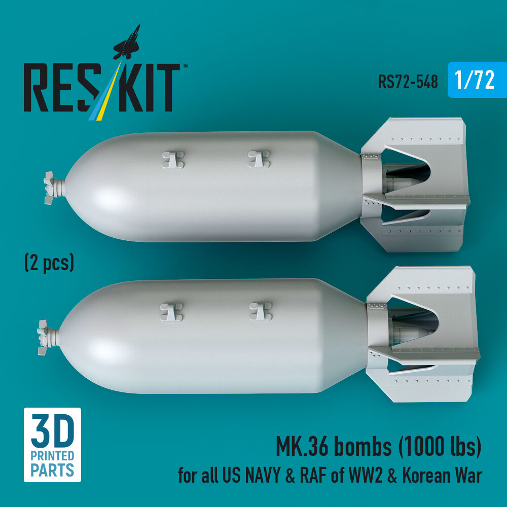 MK.36 bombs (1000 lbs) for all US NAVY & RAF of WW2 & Korean War (2 pcs) (3D Printed)