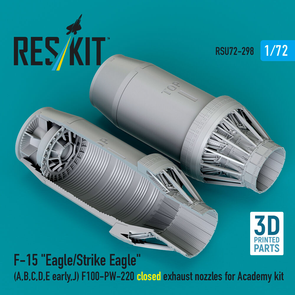 F?15 Eagle/Strike Eagle (A, B, C, D, E early, J) F100-PW-220 closed exhaust nozzles for Academy kit (3D Printed)