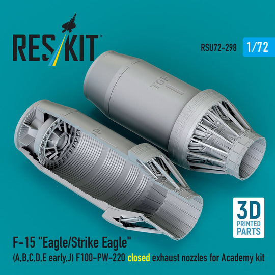 F?15 Eagle/Strike Eagle (A, B, C, D, E early, J) F100-PW-220 closed exhaust nozzles for Academy kit (3D Printed)