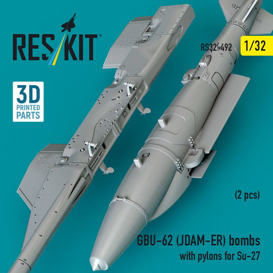 GBU-62 (JDAM-ER) bombs with pylons for Su-27 (2 pcs) (3D Printed)