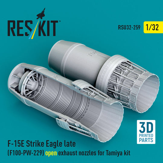 F?15E Strike Eagle late (F100-PW-229) open exhaust nozzles for Tamiya kit (3D Printed)
