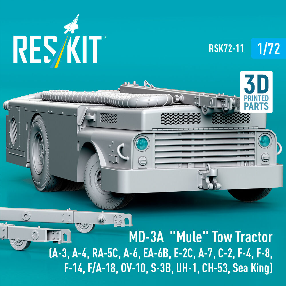 MD-3A Mule Tow Tractor (A-3, A-4, RA-5C, A-6, EA-6B, E-2C, A-7, C-2, F-4, F-8, F-14, F/A-18, OV-10, S-3B, UH-1, CH-53, Sea King) (3D Printed model kit)