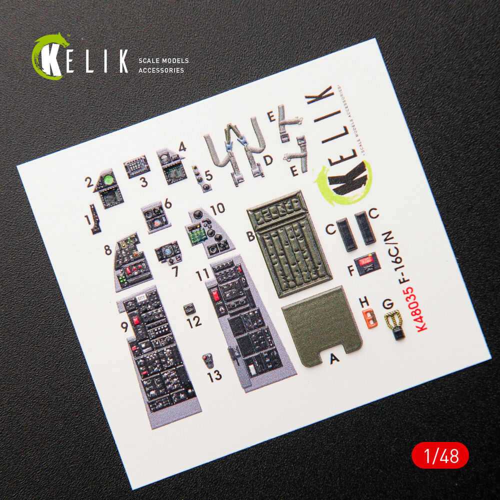 F-16C\N Fighting Falcon interior 3D decals for Tamiya kit