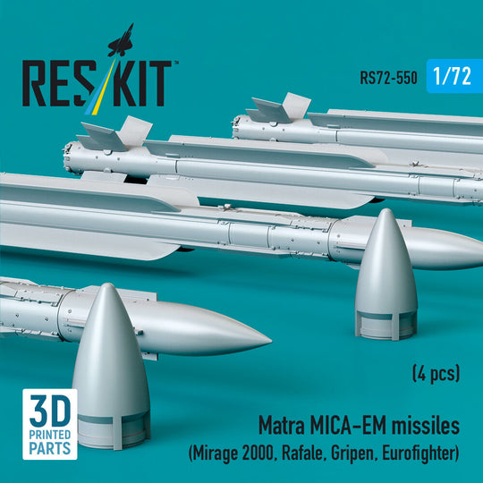 Matra MICA-EM missiles (4 pcs) (Mirage 2000, Rafale, Gripen, Eurofighter) (3D Printed)