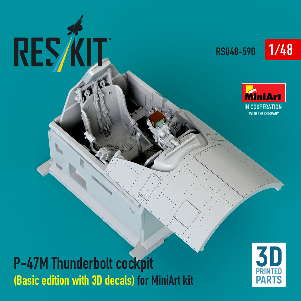 P-47M Thunderbolt cockpit (Basic edition with 3D decals) for MiniArt kit (3D Printed)