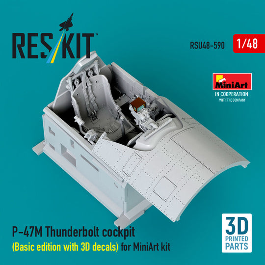 P-47M Thunderbolt cockpit (Basic edition with 3D decals) for MiniArt kit (3D Printed)
