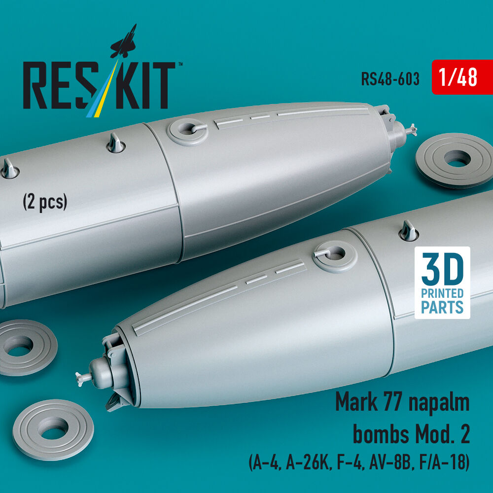 Mark 77 napalm bombs Mod. 2 (2pcs) (A-4, A-26K, F-4, AV-8B, F/A-18) (3D Printed)