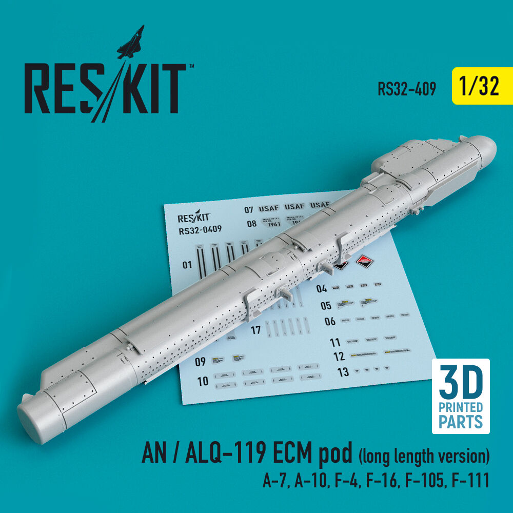 AN / ALQ-119 ECM pod (long length version) (A-7, A-10, F-4, F-16, F-105, F-111) (3D Printed)