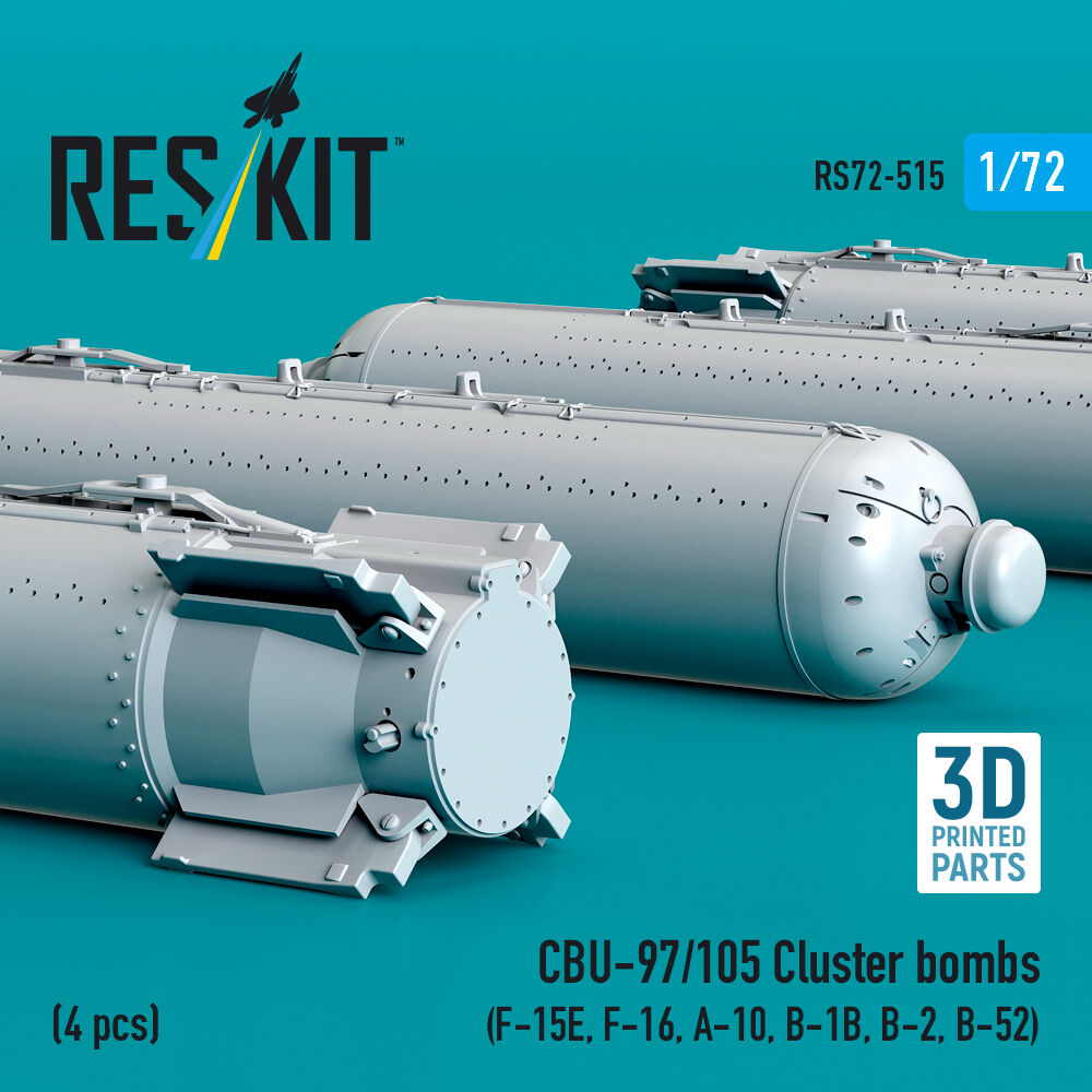 CBU-97/105 cluster bombs (4 pcs) (F-15E, F-16, A-10, B-1B, B-2, B-52) (3D Printed)