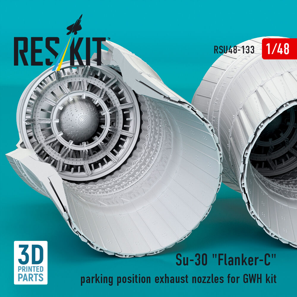 Su-30 Flanker-C parking position exhaust nozzles for GWH kit (3D Printed)
