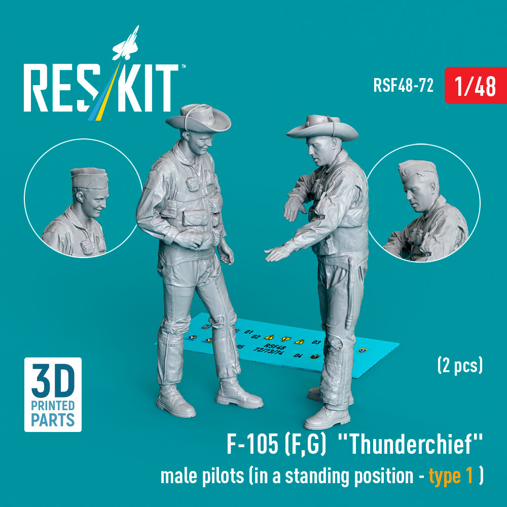 F-105 (F, G) Thunderchief male pilots (in a standing position - type 1) (2 pcs) (3D Printed)