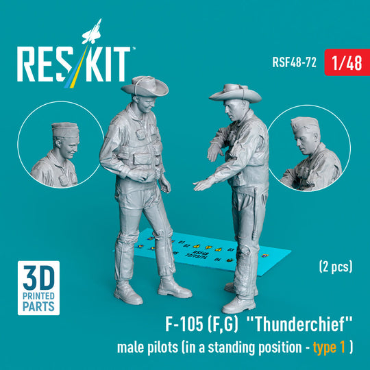 F-105 (F, G) Thunderchief male pilots (in a standing position - type 1) (2 pcs) (3D Printed)