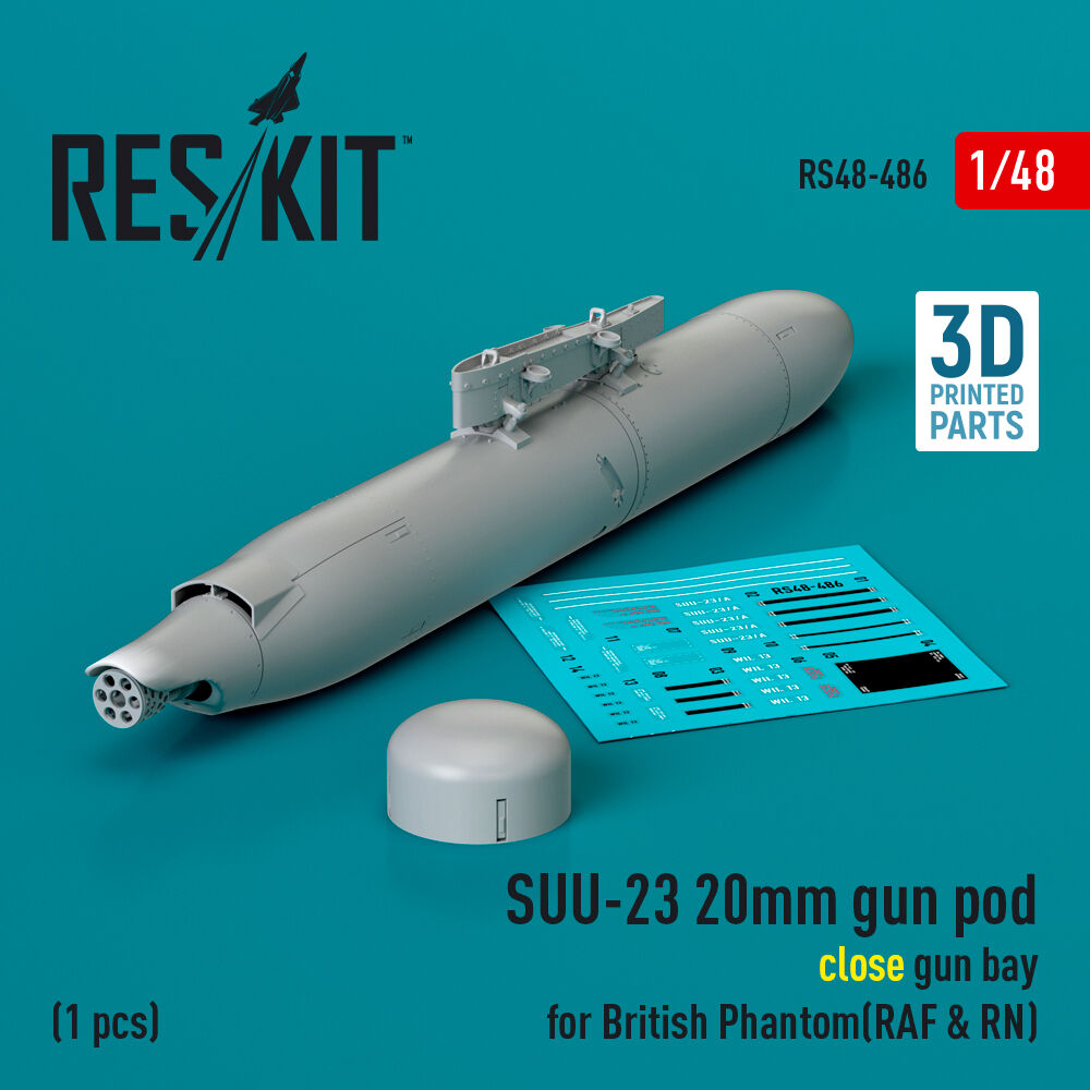 SUU-23 20mm gun pod (close gun bay) for British Phantom (RAF & RN) (1 pcs) (3D Printed)