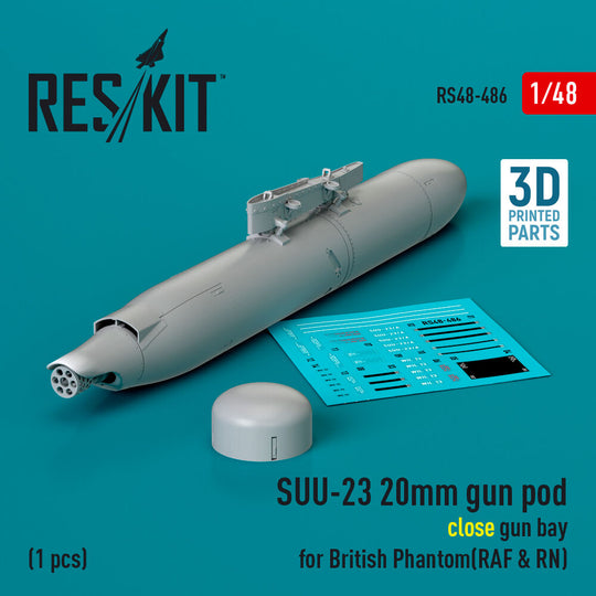SUU-23 20mm gun pod (close gun bay) for British Phantom (RAF & RN) (1 pcs) (3D Printed)