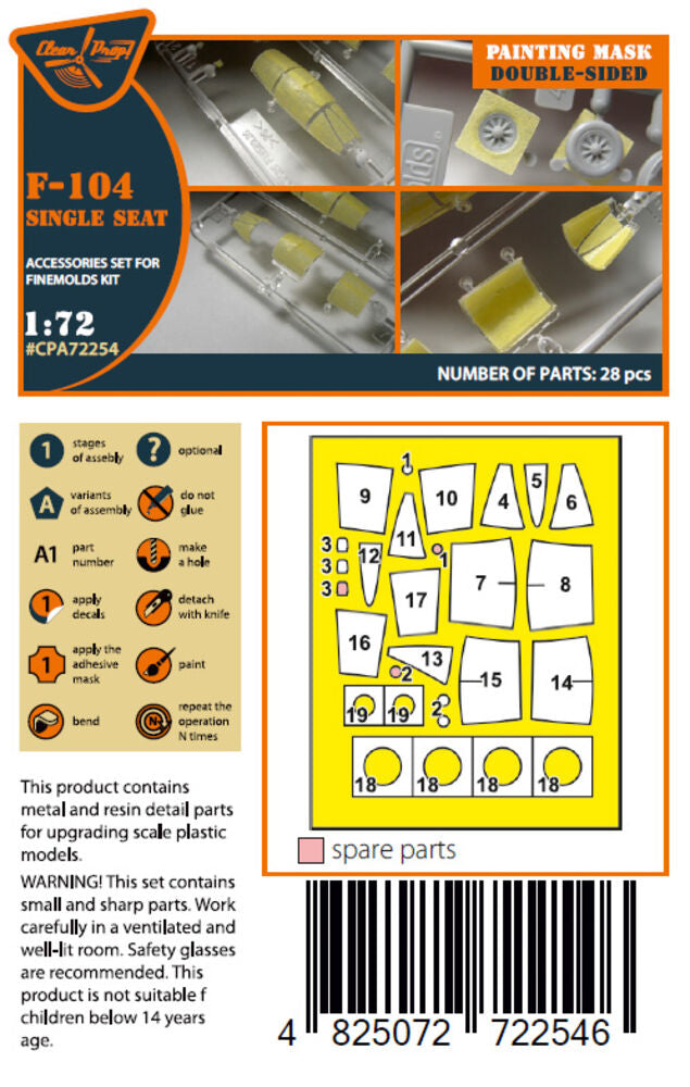 F-104 Single seat double-sided painting mask for Fine Molds