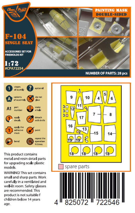 F-104 Single seat double-sided painting mask for Fine Molds