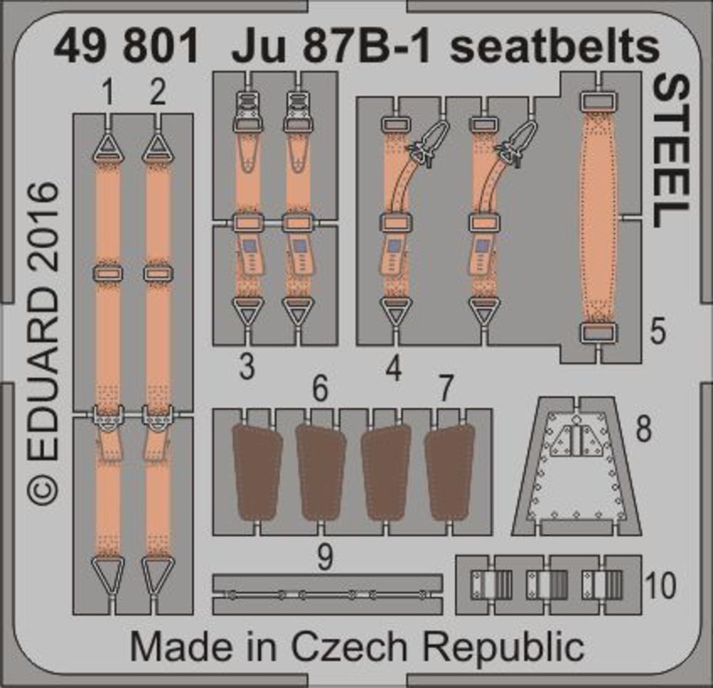 Ju 87B-1 seatbelts STEEL for Airfix