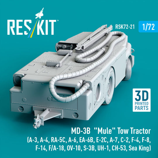 MD-3B Mule Tow Tractor (A-3, A-4, RA-5C, A-6, EA-6B, E-2C, A-7, C-2, F-4, F-8, F-14, F/A-18, OV-10, S-3B, UH-1, CH-53, Sea King) (3D Printed model kit)