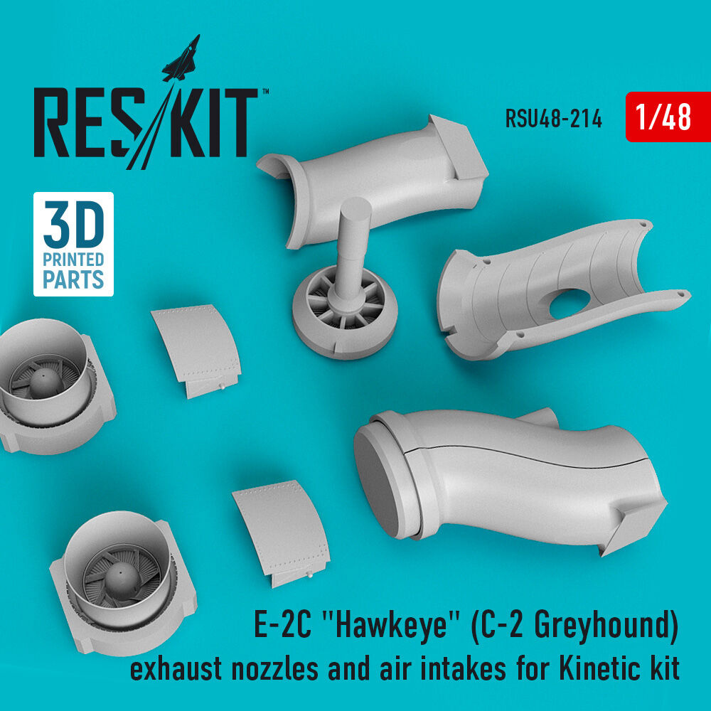 E-2C Hawkeye (C-2 Greyhound) exhaust nozzles and air intakes for Kinetic kit (3D Printed)