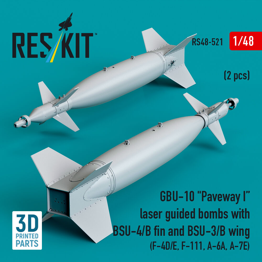GBU-10 Paveway I laser guided bombs with BSU-4/B fin and BSU-3/B wing (2 pcs) (F-4D/E, F-111, A-6A, A-7E) (3D Printed)