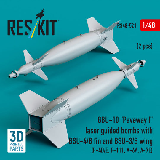 GBU-10 Paveway I laser guided bombs with BSU-4/B fin and BSU-3/B wing (2 pcs) (F-4D/E, F-111, A-6A, A-7E) (3D Printed)