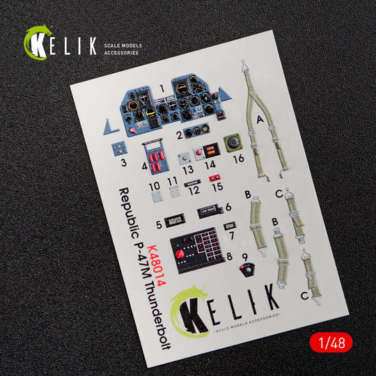 P-47M Thunderbolt interior 3D decals for Tamiya kit