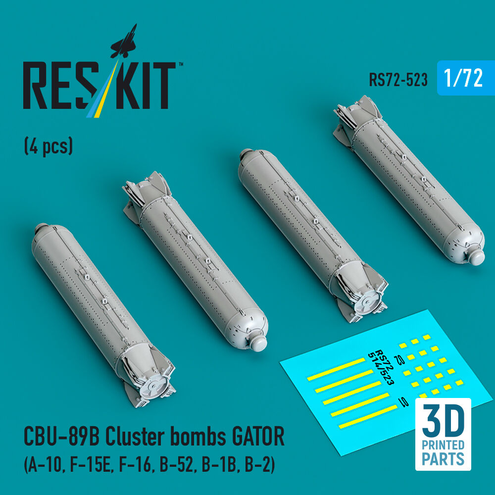 CBU-89B cluster bombs GATOR (4 pcs) (A-10, F-15E, F-16, B-52, B-1B, B-2) (3D Printed)