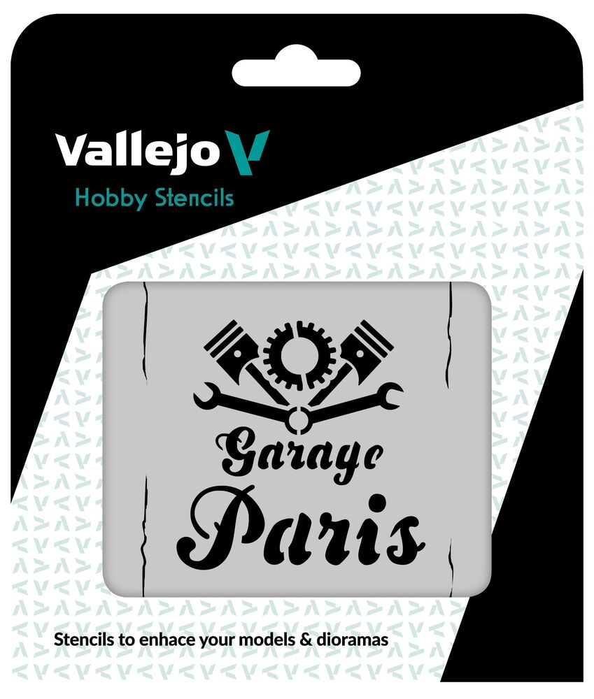 Vallejo Stencils: Vintage Garage Sign 125 x 125 mm