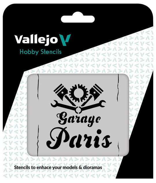 Vallejo Stencils: Vintage Garage Sign 125 x 125 mm