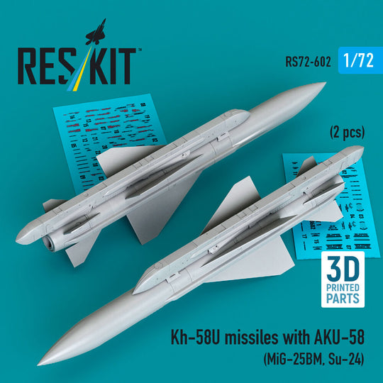 Kh-58U missiles with AKU-58 (2 pcs) (MiG-25BM, Su-24) (3D Printed)