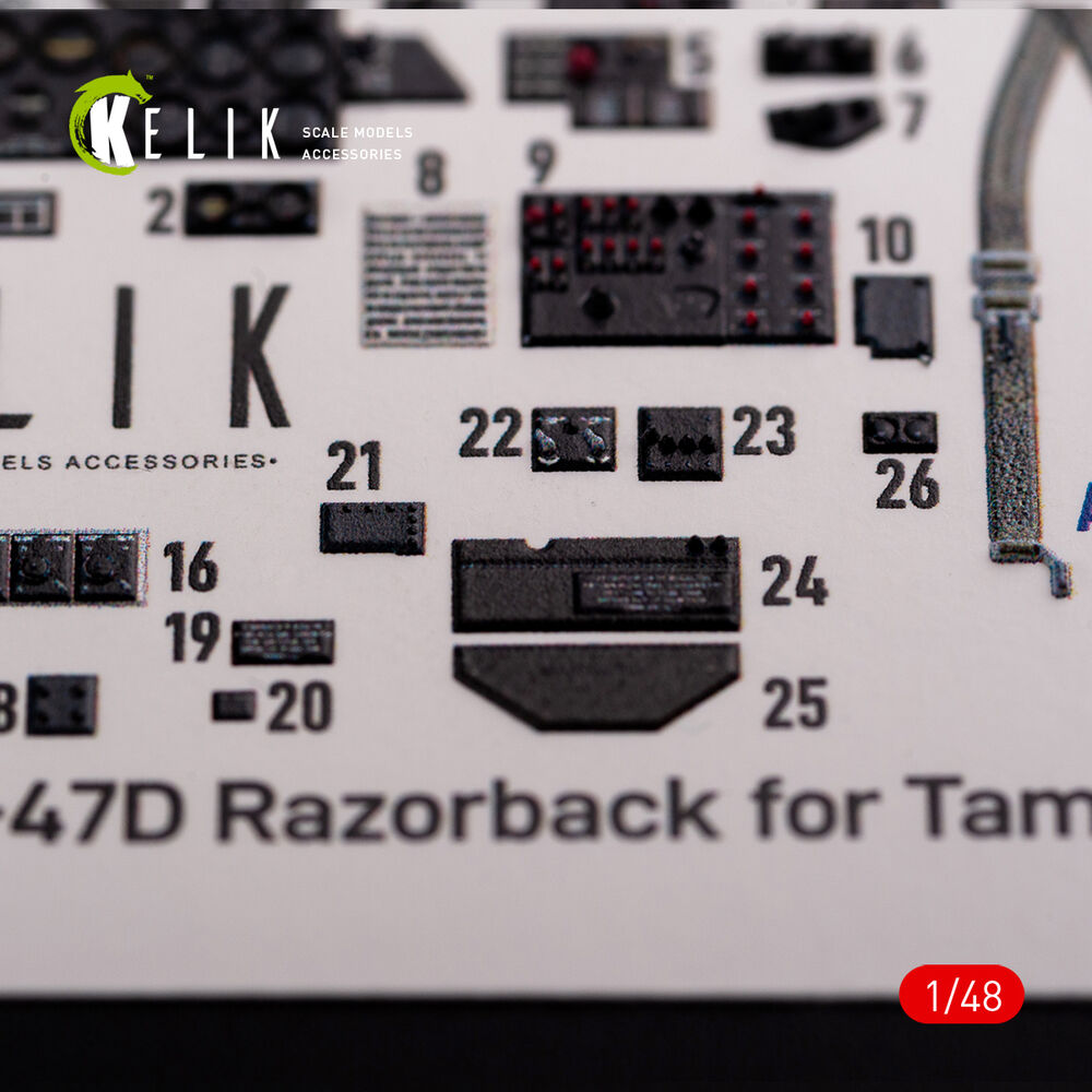P-47D Razorback interior 3D decals for Tamiya kit
