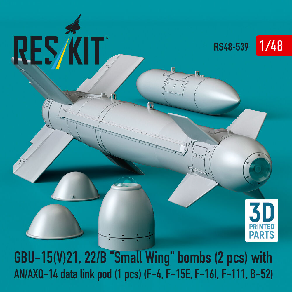 GBU-15(V)21, 22/B Small Wing bombs (2 pcs) with AN/AXQ-14 data link pod (1 pcs) (F-4, F-15E, F-16I, F-111, B-52) (3D Printed)