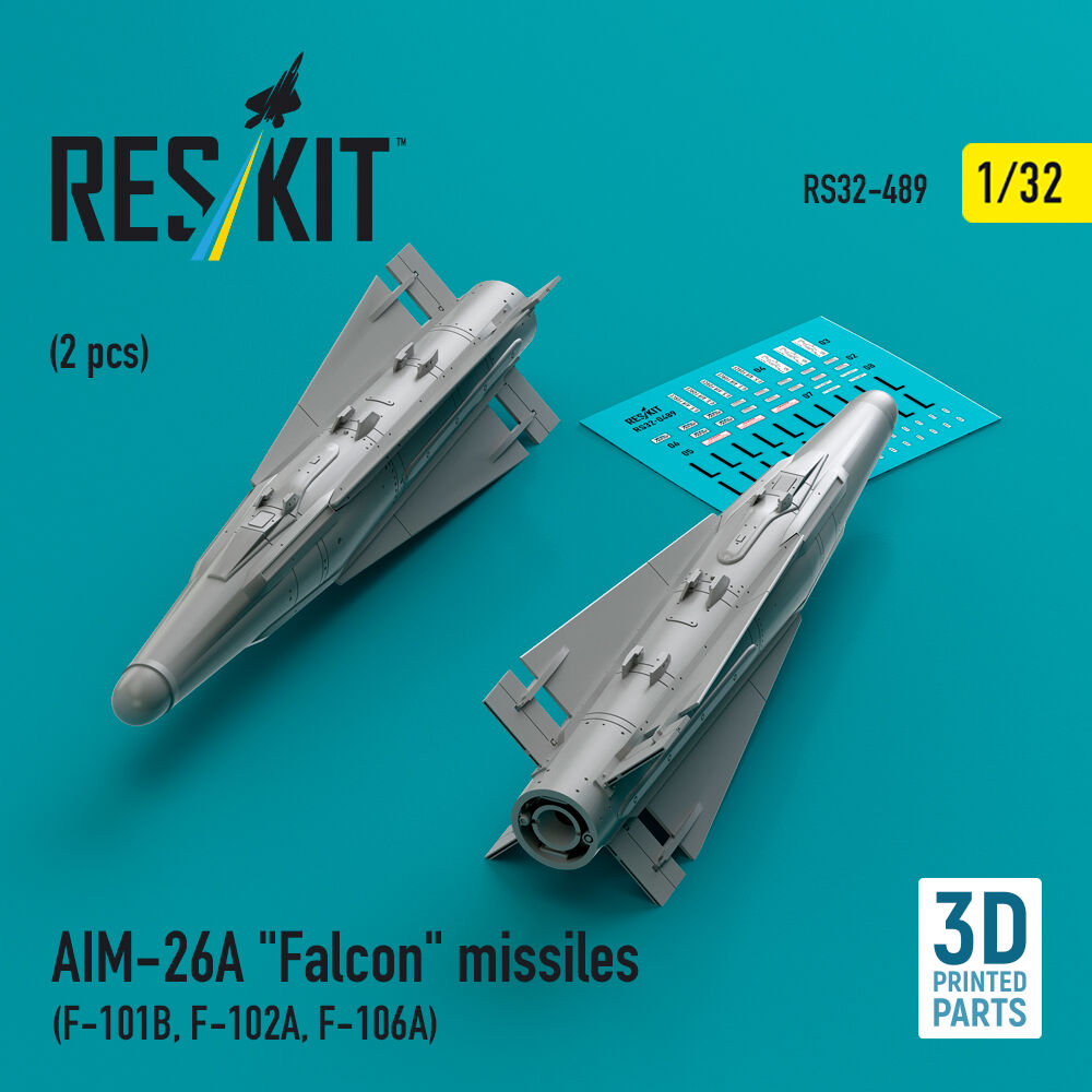 AIM-26A Falcon missiles (2 pcs) (F-101B, F-102A, F-106A) (3D Printed)