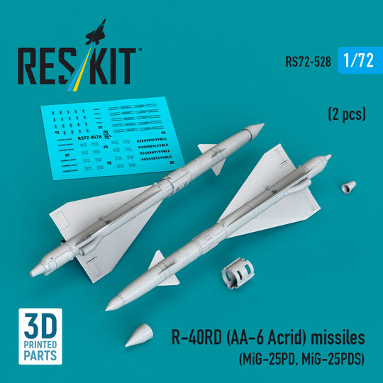 R-40RD (AA-6 Acrid) missiles (2 pcs) (MiG-25PD, MiG-25PDS) (3D Printed)