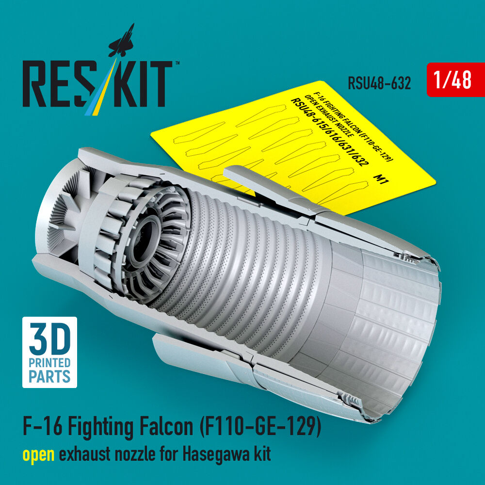 F-16 Fighting Falcon (F110-GE-129) open exhaust nozzle for Hasegawa kit (3D Printed)
