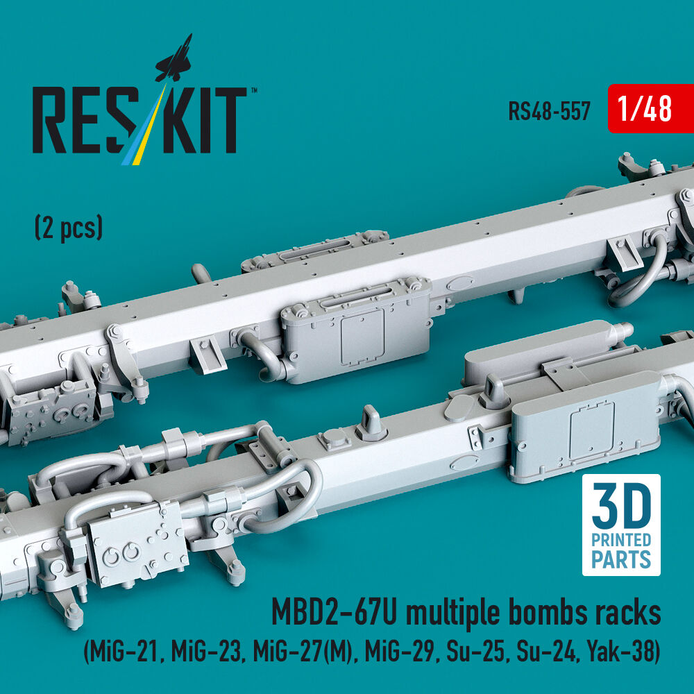 MBD2-67U multiple bombs racks (2 pcs) (MiG-21, MiG-23, MiG-27(?), MiG-29, Su-25, Su-24, Yak-38) (3D Printed)