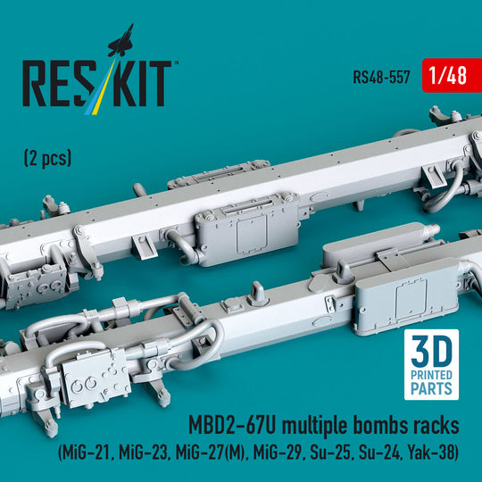 MBD2-67U multiple bombs racks (2 pcs) (MiG-21, MiG-23, MiG-27(?), MiG-29, Su-25, Su-24, Yak-38) (3D Printed)