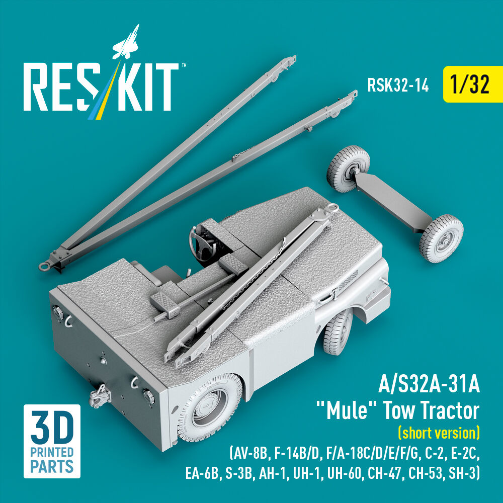 A/S32A-31A Mule Tow Tractor (short version) (AV-8B, F-14B/D, F/A-18C/D/E/F/G, C-2, E-2?, EA-6B, S-3B, AH-1, UH-1, UH-60, CH-47, CH-53, SH-3) (3D Printed model kit)