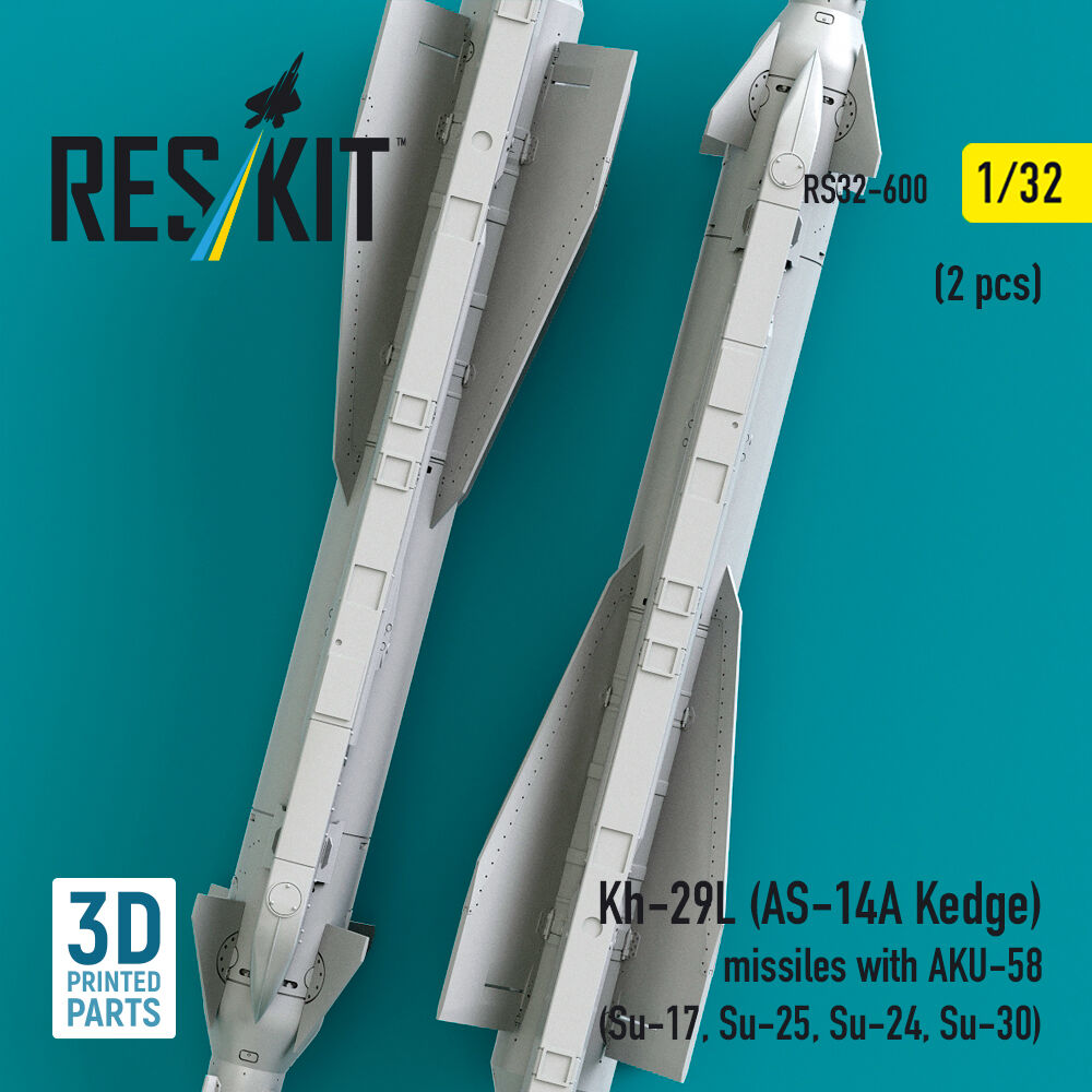 Kh-29L (AS-14A Kedge) missiles with AKU-58 (2 pcs) (Su-17, Su-25, Su-24, Su-30) (3D Printed)