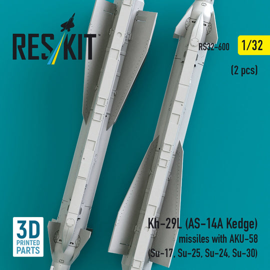 Kh-29L (AS-14A Kedge) missiles with AKU-58 (2 pcs) (Su-17, Su-25, Su-24, Su-30) (3D Printed)