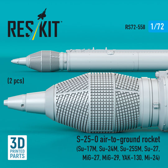 S-25-O air-to-ground rocket (2 pcs) (Su-17M, Su-24M, Su-25SM, Su-27, MiG-27, MiG-29, YAK-130, Mi-24) (3D Printed)