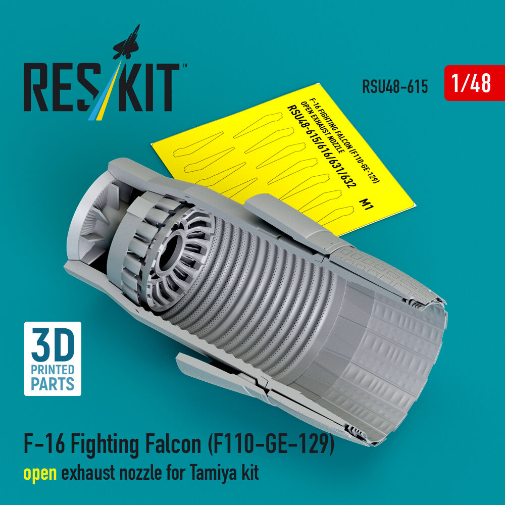 F-16 Fighting Falcon (F110-GE-129) open exhaust nozzle for Tamiya kit (3D Printed)
