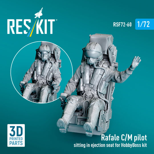 Rafale C/M pilot sitting in ejection seat for HobbyBoss kit (1 pcs) (3D Printed)