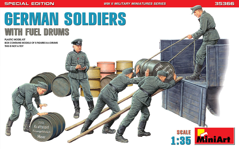 German Soldiers w/ Fuel Drums. Special Edition (35041 & 35597 6 drums)