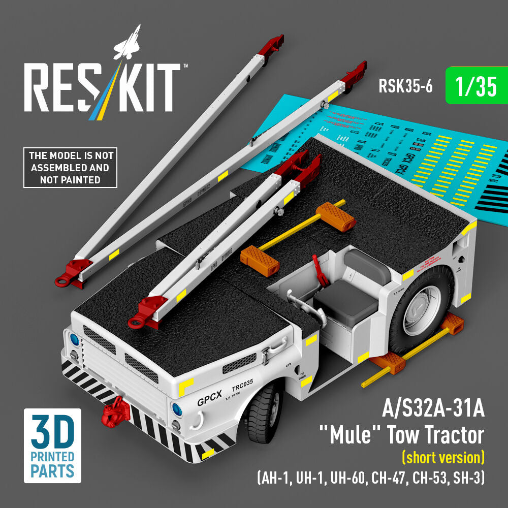 A/S32A-31A Mule Tow Tractor (short version) (AH-1, UH-1, UH-60, CH-47, CH-53, SH-3) (3D Printed model kit)