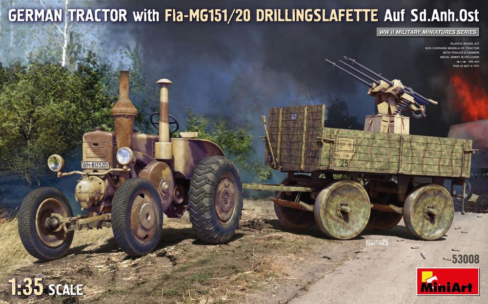 German Tractor with Fla-MG151/20 Drillingslafette Auf Sd.Anh.Ost