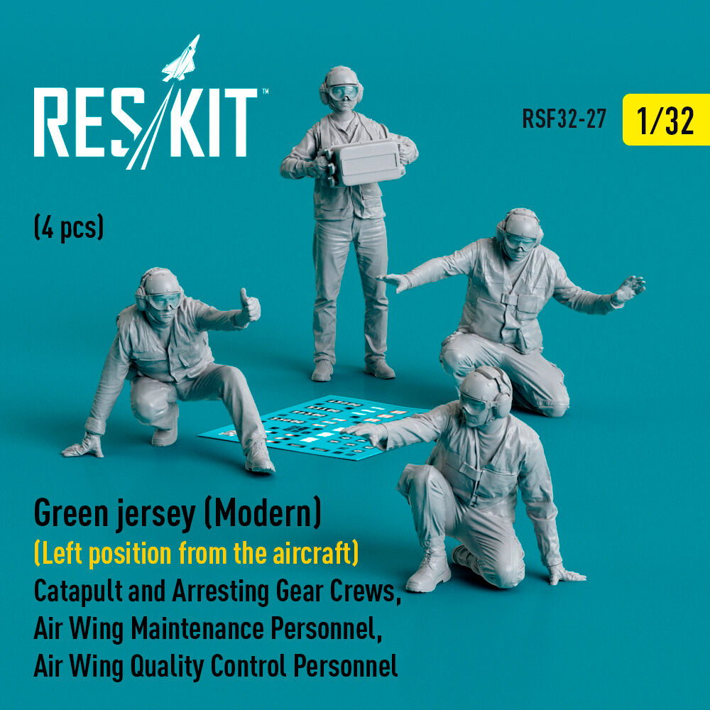 Green jersey (Modern) (Left position from the aircraft) Catapult and Arresting Gear Crews, Air Wing Maintenance Personnel, Air Wing Quality Control Personnel (4 pcs) (3D Printed)