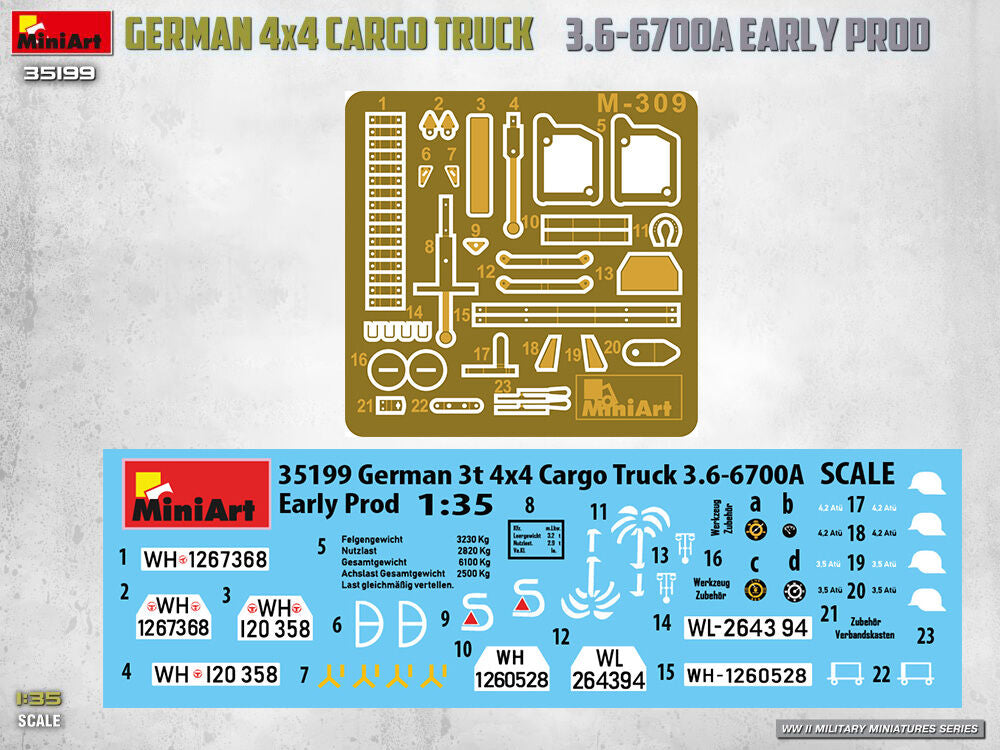 German 3t 4x4 Cargo Truck 3.6-6700A Early Prod