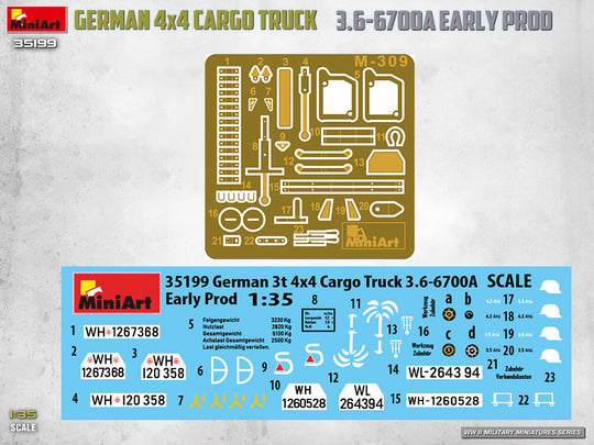 German 3t 4x4 Cargo Truck 3.6-6700A Early Prod