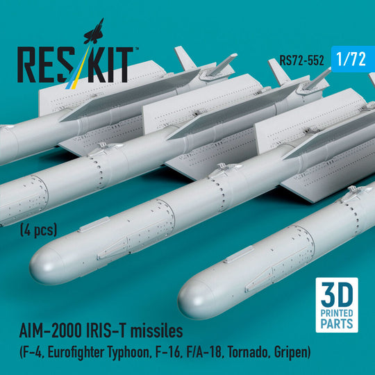 AIM-2000 IRIS-T missiles (4 pcs) (F-4, Eurofighter Typhoon, F-16, F/A-18, Tornado, Gripen) (3D Printed)